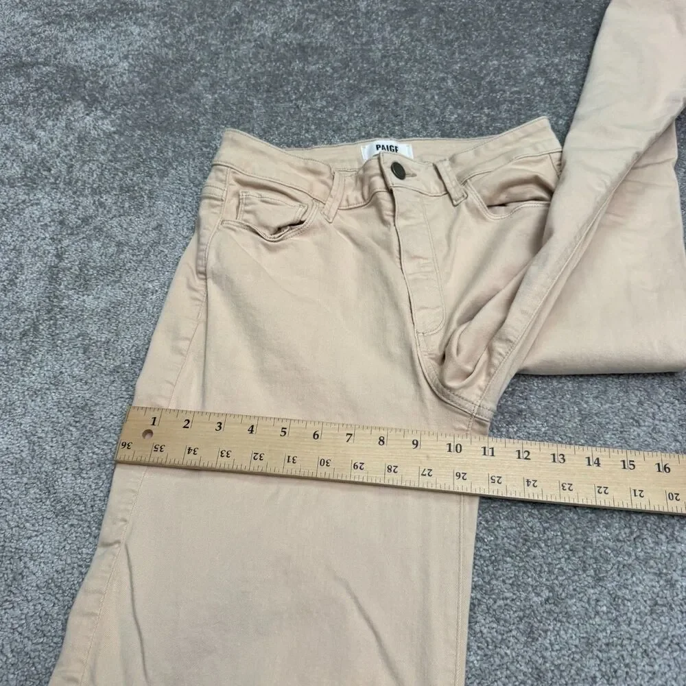 PAIGE Genesee High Rise Wide Leg Denim Jeans Size 28 Sandie Beige Tan Stretch - Picture 16 of 16